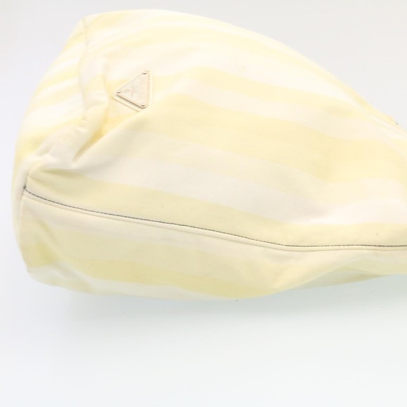 PRADA 2Way Shoulder Bag Hand Bag Canvas Yellow White Auth ar6192 - Picture 4 of 16